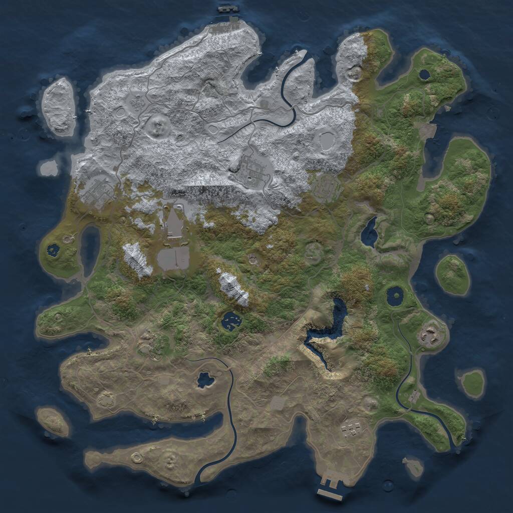 Rust Map: Procedural Map, Size: 4100, Seed: 22, 14 Monuments