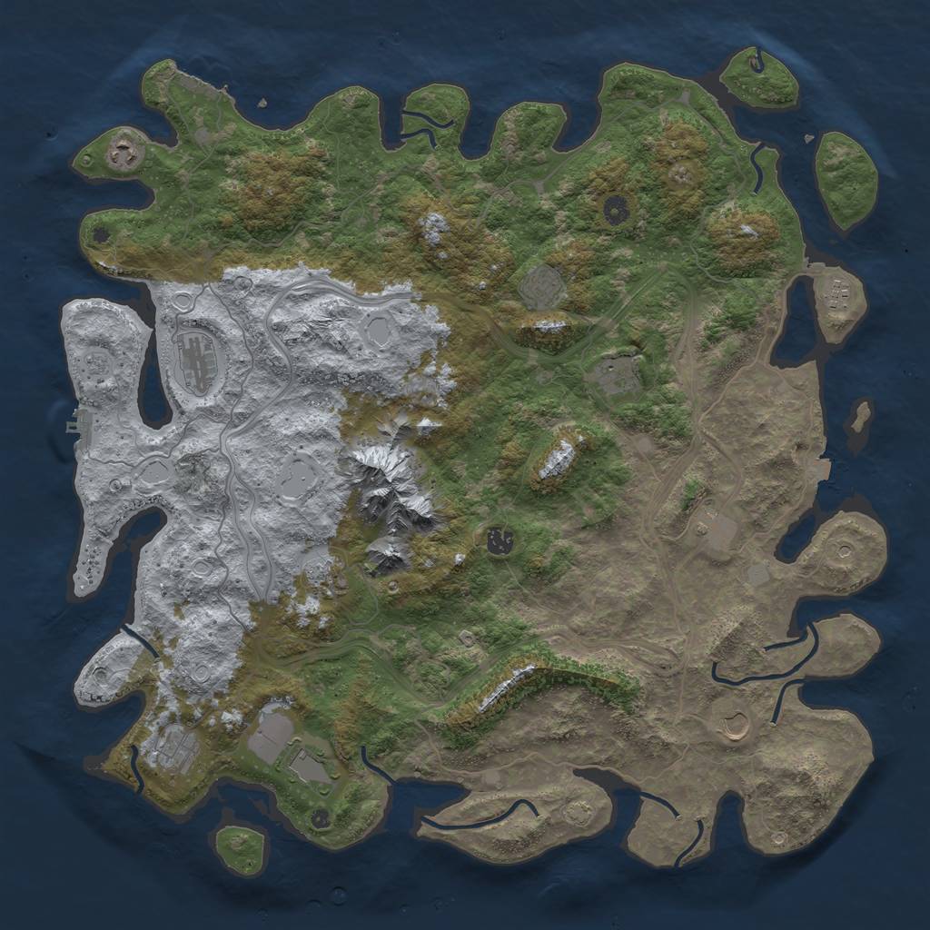 Rust Map: Procedural Map, Size: 5000, Seed: 11615, 19 Monuments