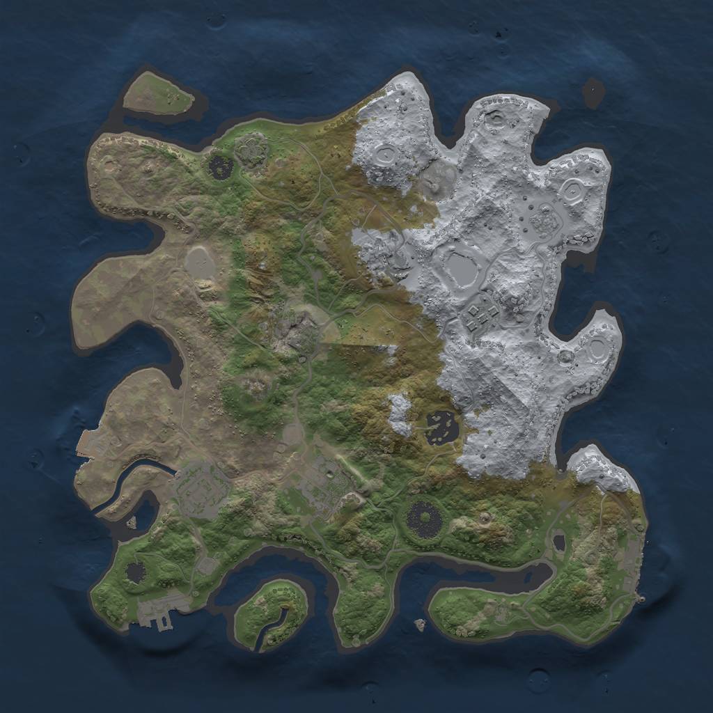 Rust Map: Procedural Map, Size: 3000, Seed: 28270, 12 Monuments