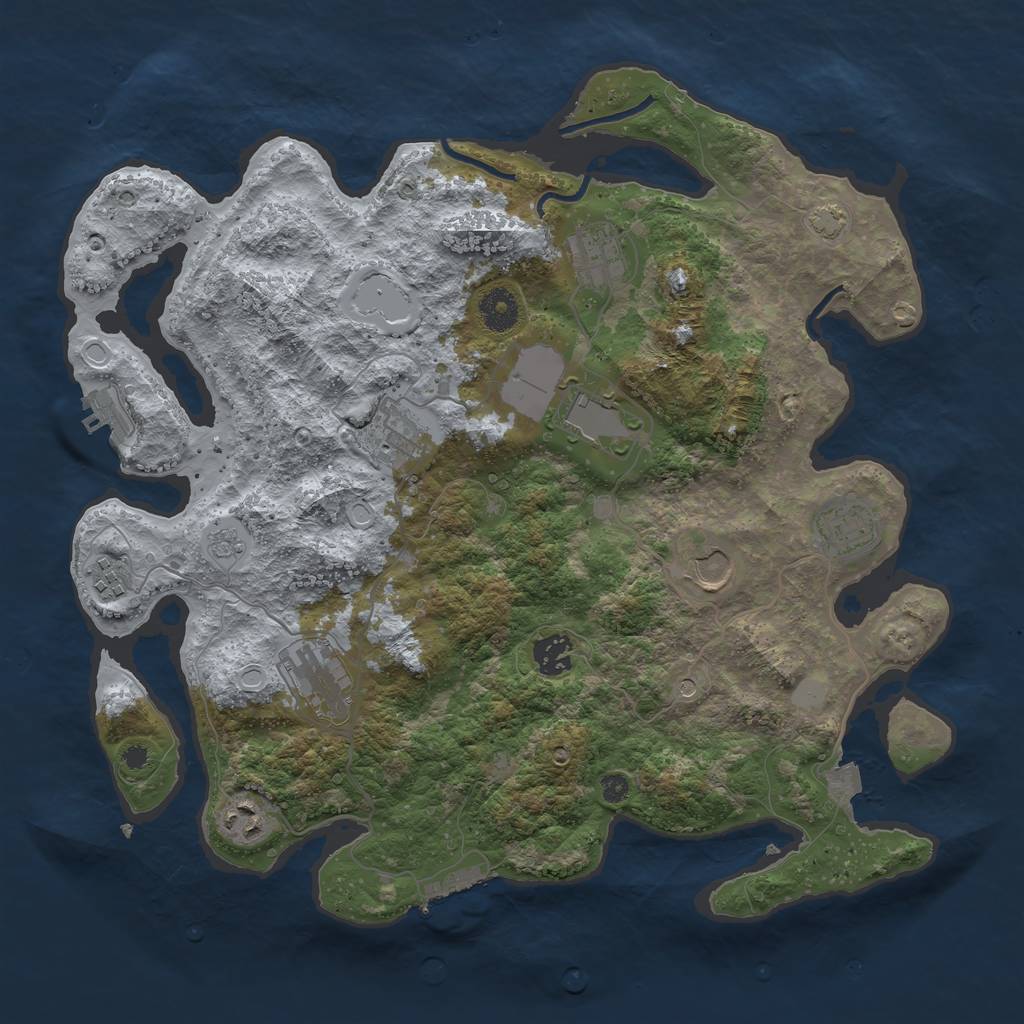 Rust Map: Procedural Map, Size: 3750, Seed: 23455426, 17 Monuments