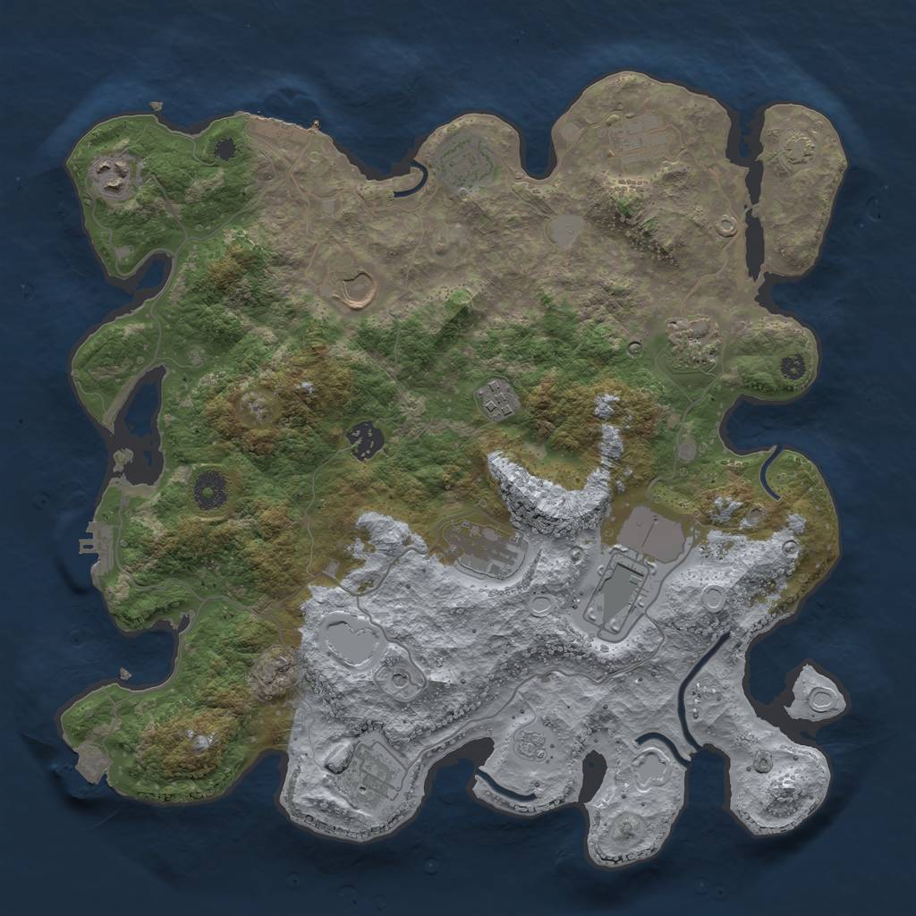Rust Map: Procedural Map, Size: 3750, Seed: 50049122, 18 Monuments