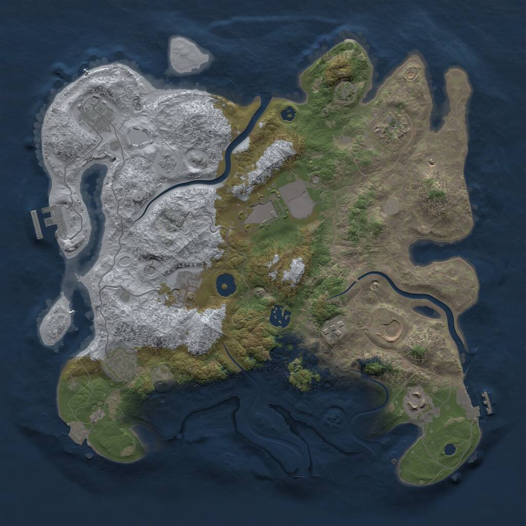 Rust Map: Procedural Map, Size: 3650, Seed: 19337968, 15 Monuments