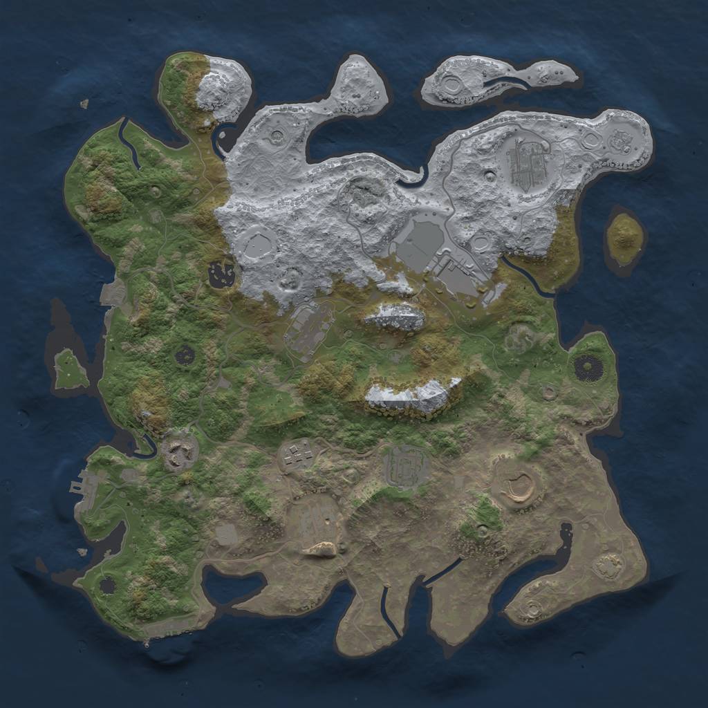 Rust Map: Procedural Map, Size: 3750, Seed: 81491200, 17 Monuments