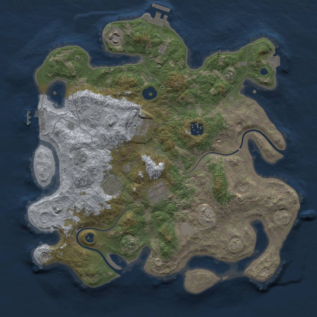 Rust Map: Procedural Map, Size: 3450, Seed: 93694540, 12 Monuments