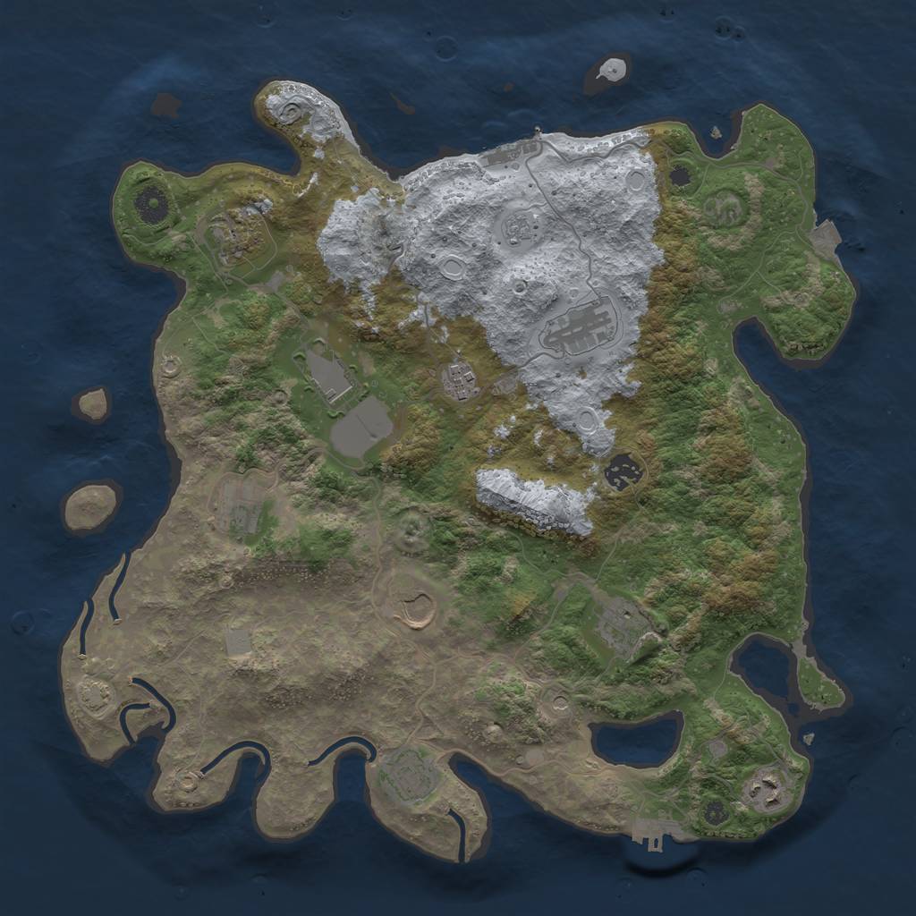 Rust Map: Procedural Map, Size: 3900, Seed: 47477965, 18 Monuments