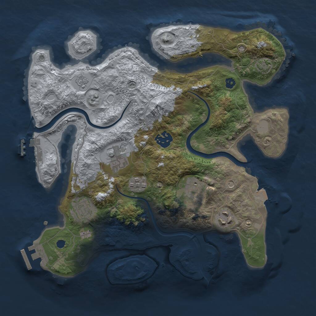 Rust Map: Procedural Map, Size: 3000, Seed: 1727851688, 12 Monuments