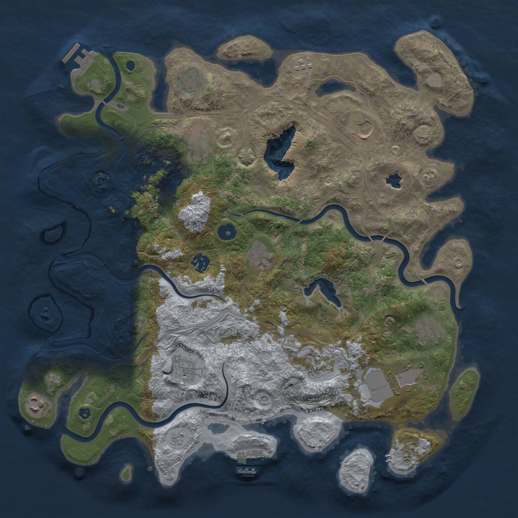 Rust Map: Procedural Map, Size: 4400, Seed: 60056865, 17 Monuments