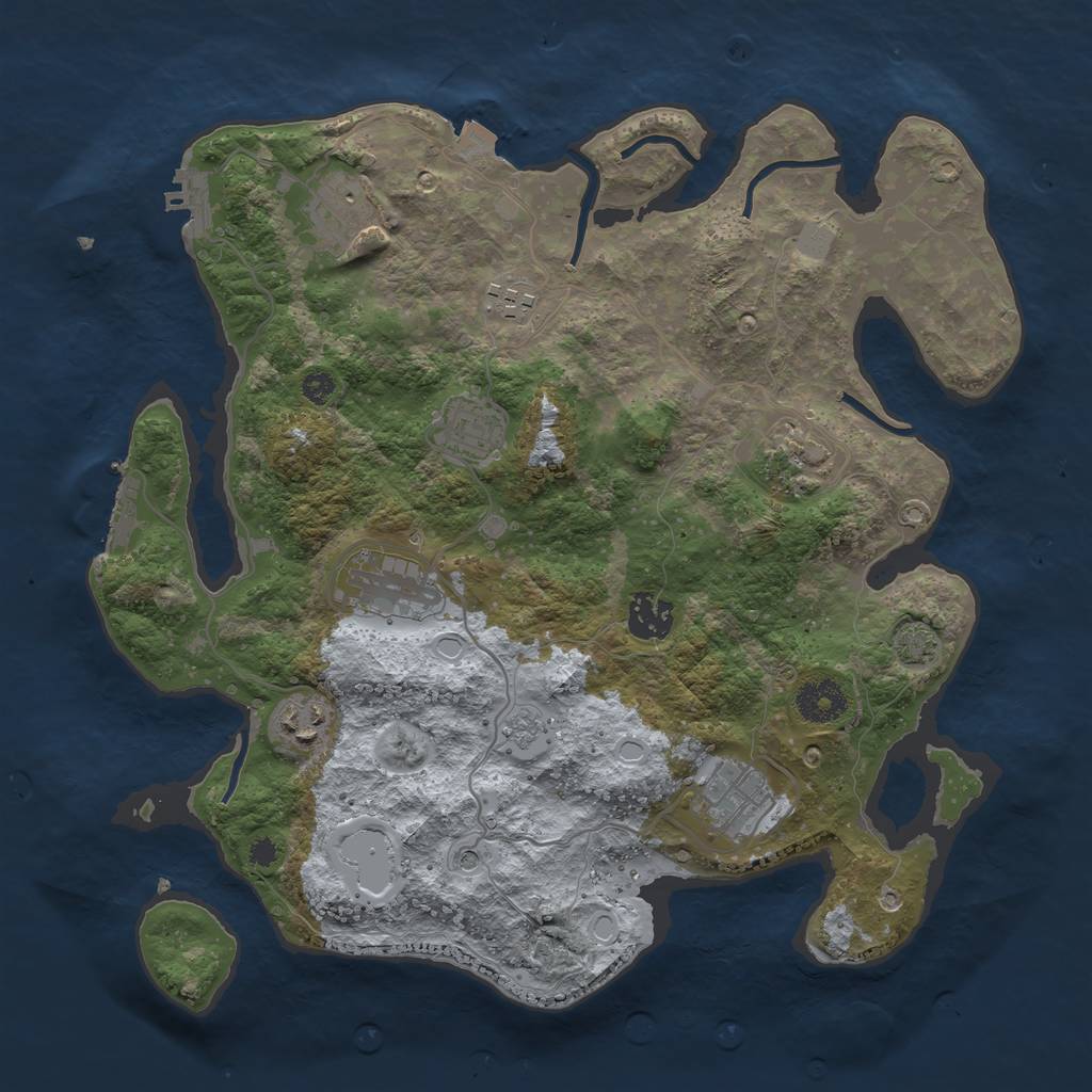 Rust Map: Procedural Map, Size: 3450, Seed: 86611457, 16 Monuments