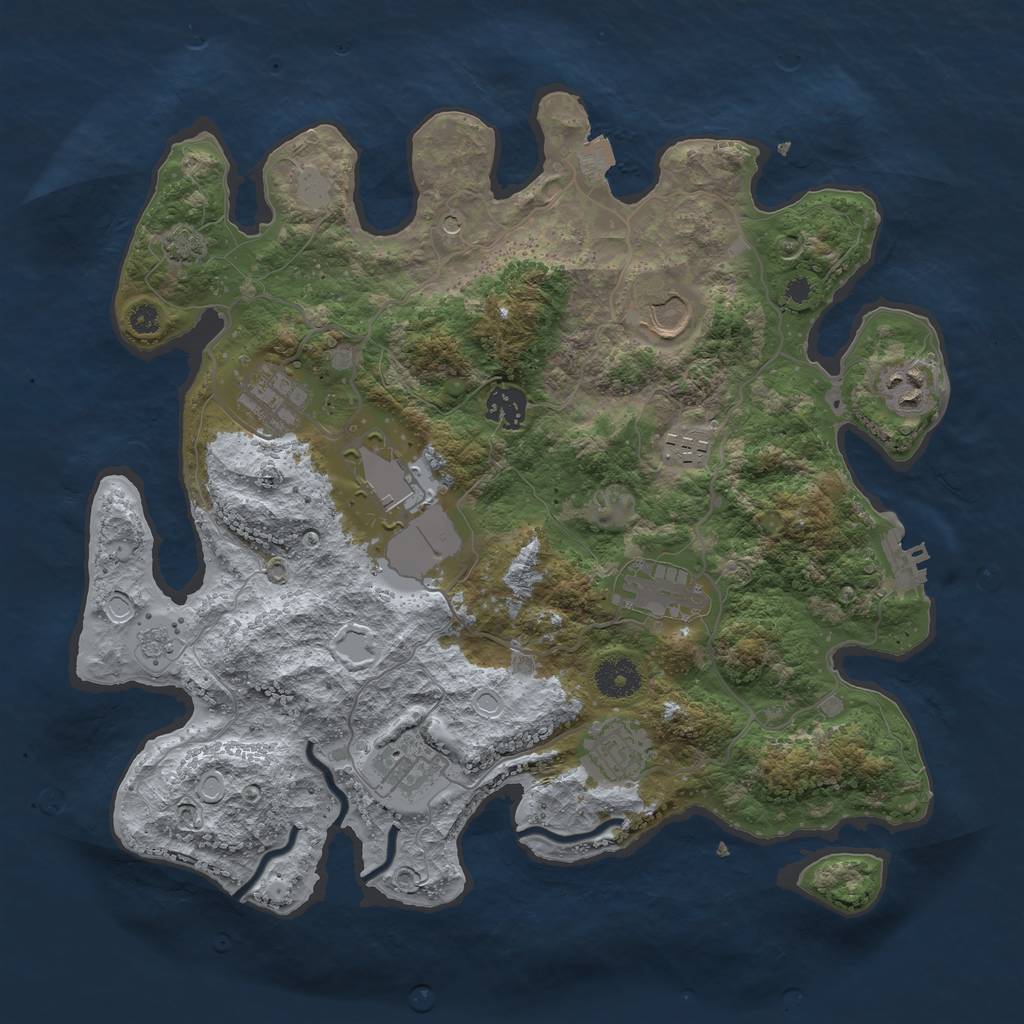 Rust Map: Procedural Map, Size: 3600, Seed: 64010951, 16 Monuments