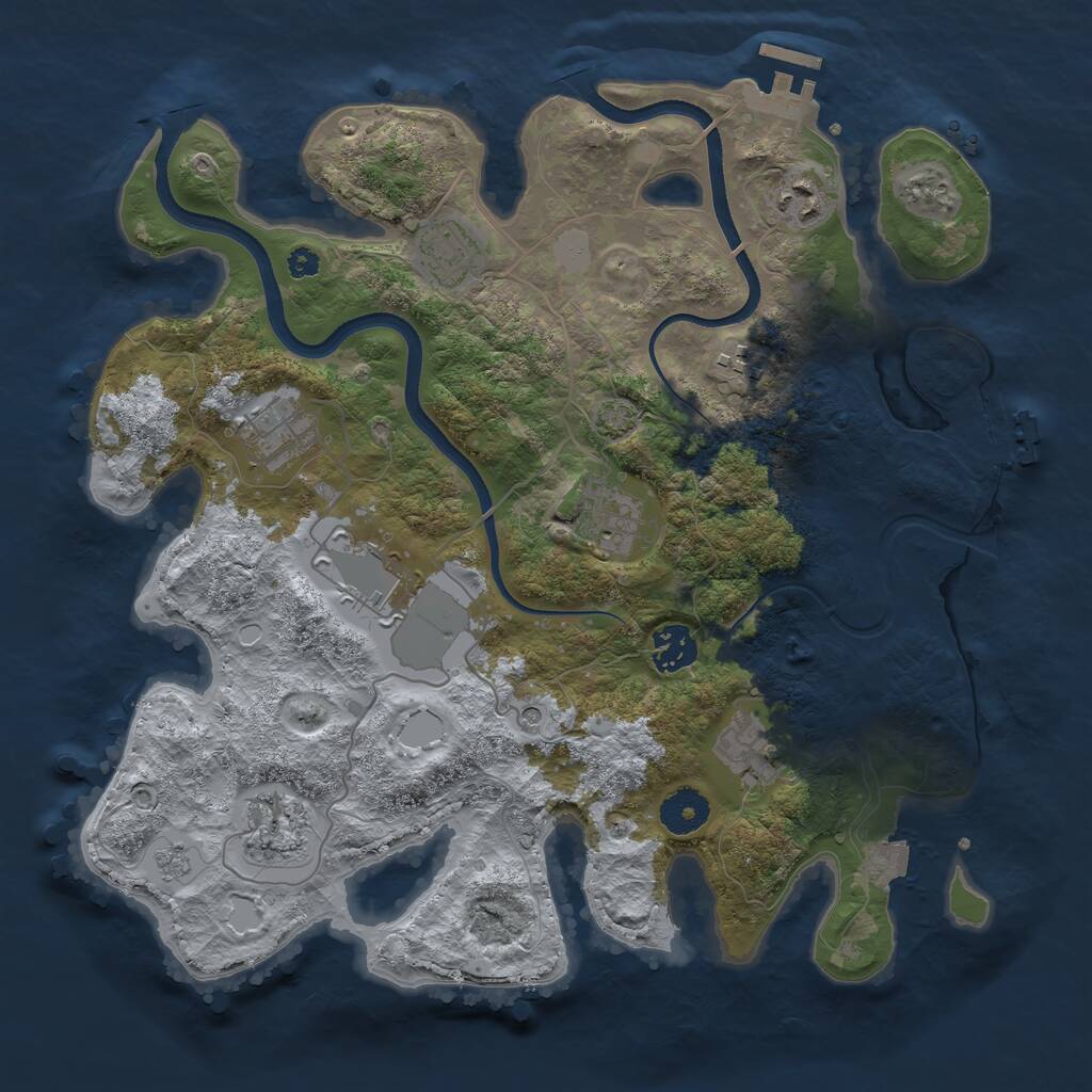 Rust Map: Procedural Map, Size: 3500, Seed: 1702238336, 15 Monuments