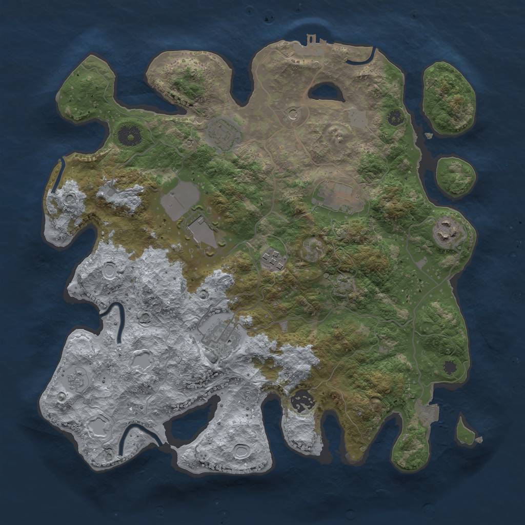Rust Map: Procedural Map, Size: 3500, Seed: 1702238336, 14 Monuments