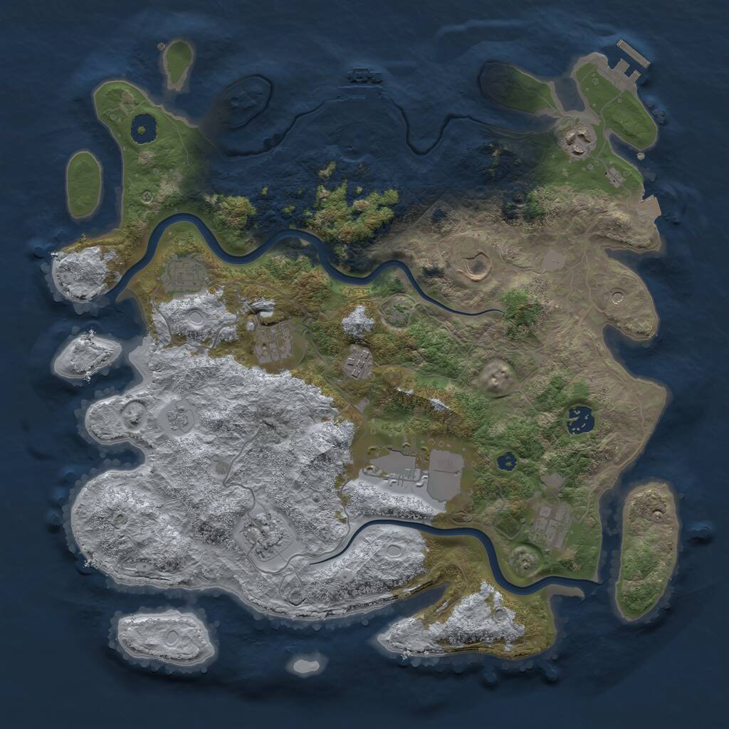 Rust Map: Procedural Map, Size: 3850, Seed: 9666778, 15 Monuments