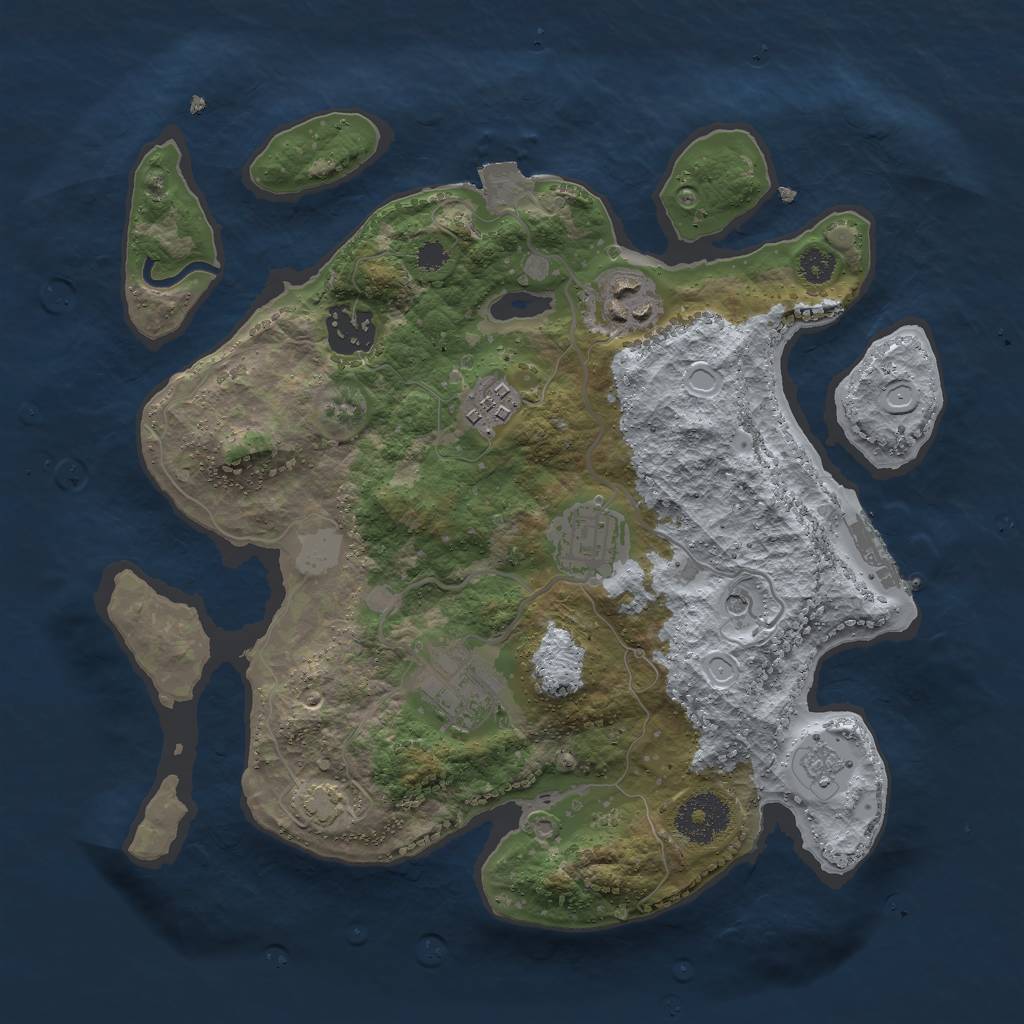 Rust Map: Procedural Map, Size: 3000, Seed: 12311, 12 Monuments