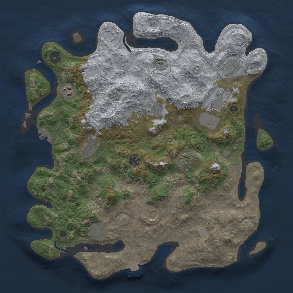 Rust Map: Procedural Map, Size: 3900, Seed: 90621949, 17 Monuments