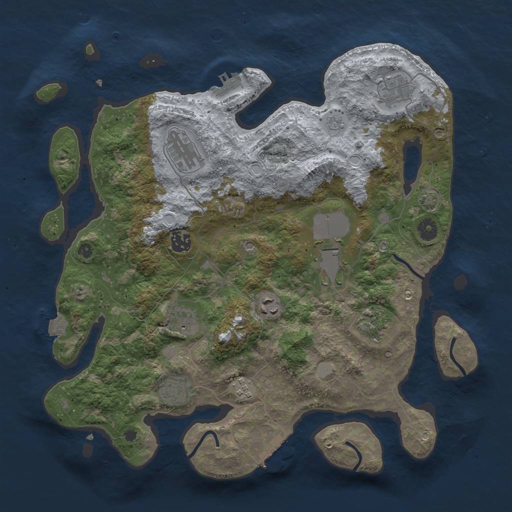 Rust Map: Procedural Map, Size: 3650, Seed: 42043149, 17 Monuments