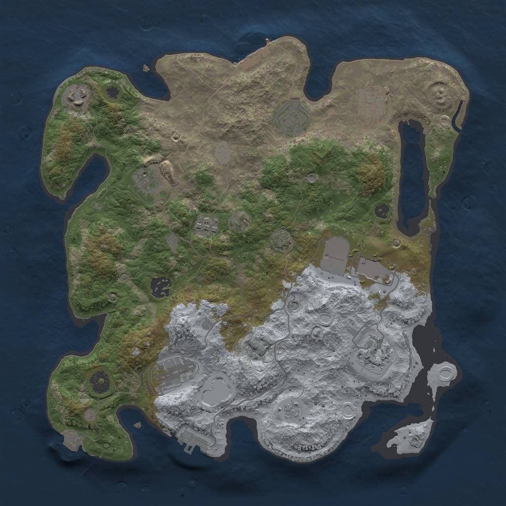 Rust Map: Procedural Map, Size: 3550, Seed: 23909029, 17 Monuments