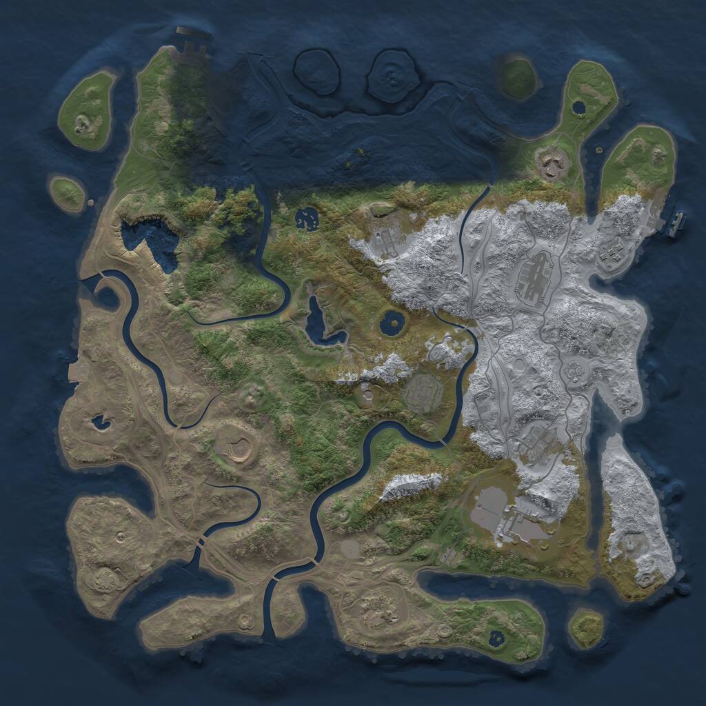 Rust Map: Procedural Map, Size: 4300, Seed: 91202479, 16 Monuments
