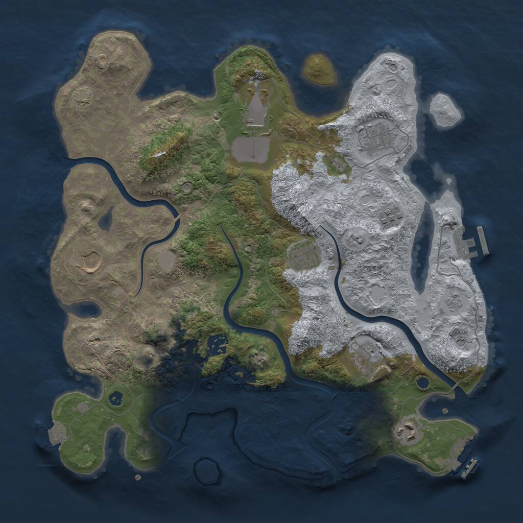 Rust Map: Procedural Map, Size: 3650, Seed: 40080694, 14 Monuments