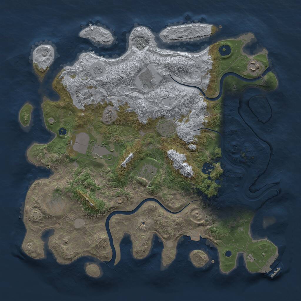 Rust Map: Procedural Map, Size: 3850, Seed: 20539241, 14 Monuments