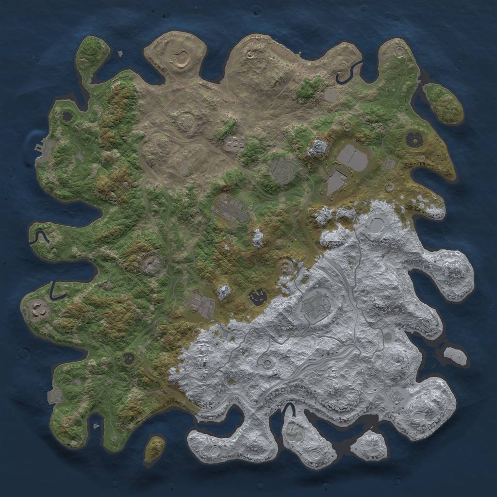 Rust Map: Procedural Map, Size: 4400, Seed: 19700001, 17 Monuments