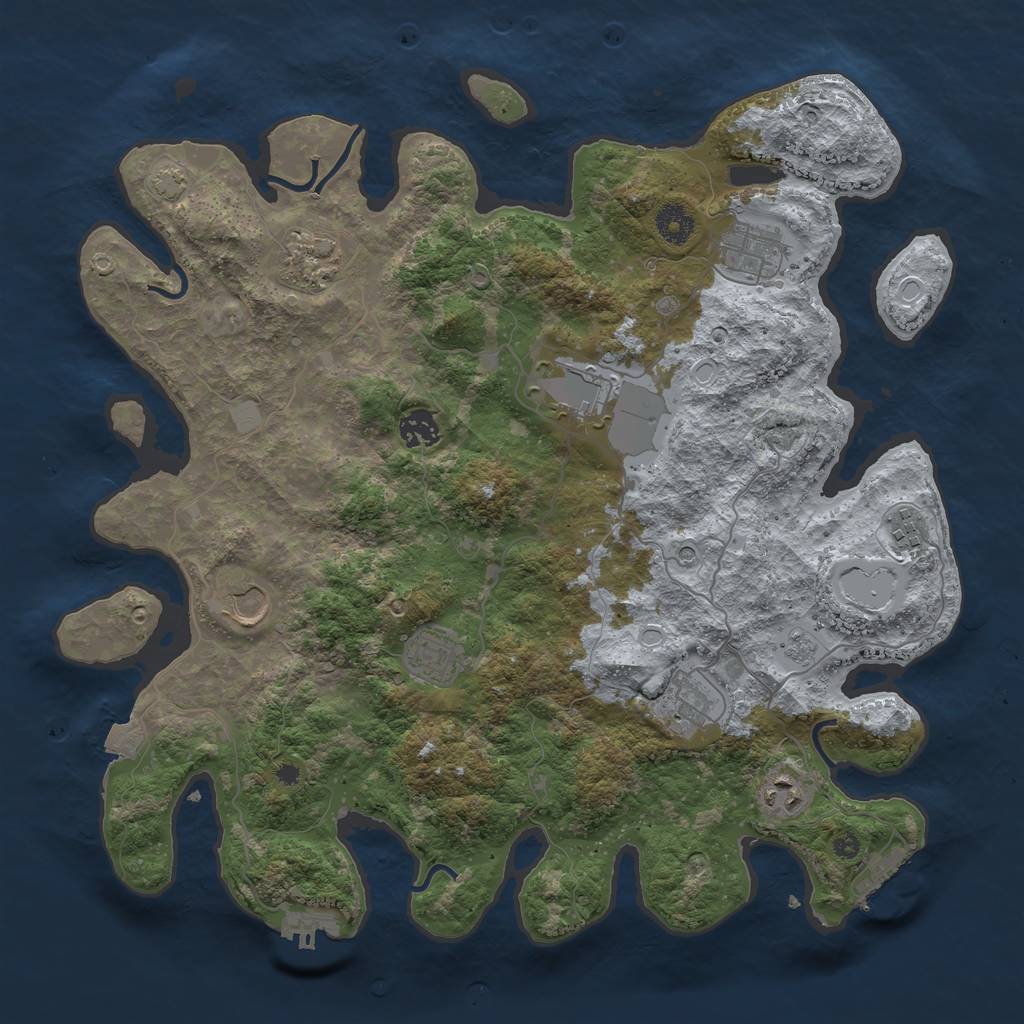 Rust Map: Procedural Map, Size: 3900, Seed: 81232342, 17 Monuments