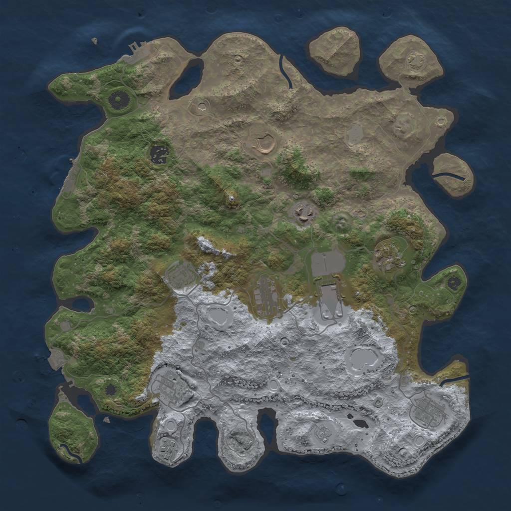 Rust Map: Procedural Map, Size: 3950, Seed: 20833995, 18 Monuments