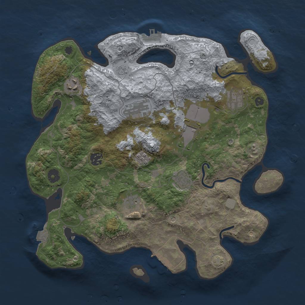 Rust Map: Procedural Map, Size: 3500, Seed: 52135564, 16 Monuments