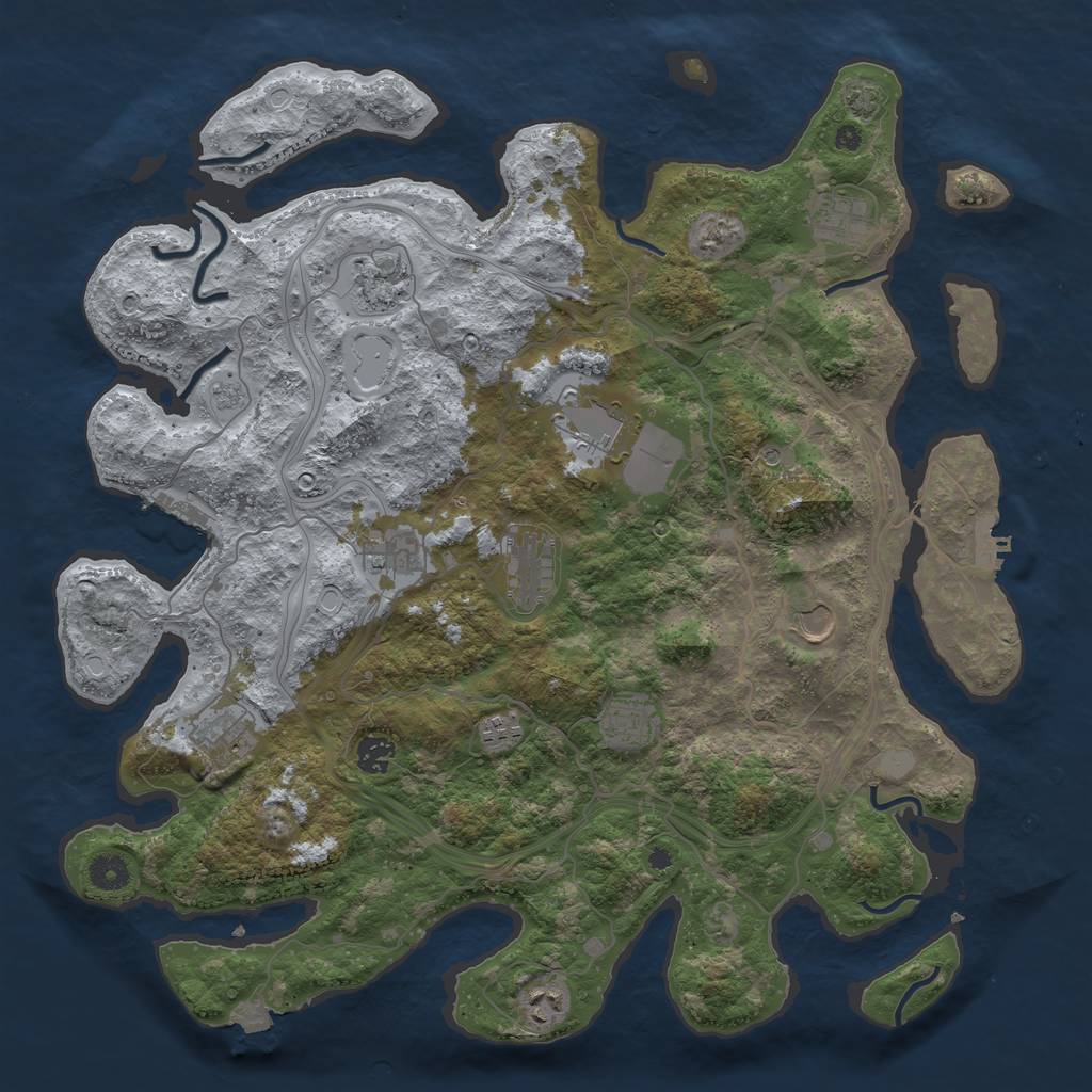 Rust Map: Procedural Map, Size: 4250, Seed: 55573240, 19 Monuments