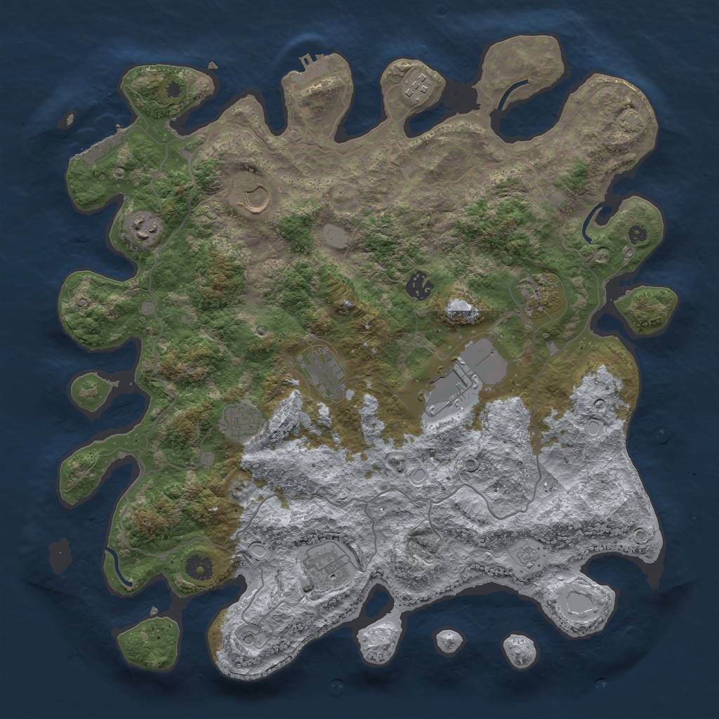 Rust Map: Procedural Map, Size: 4000, Seed: 96775887, 17 Monuments