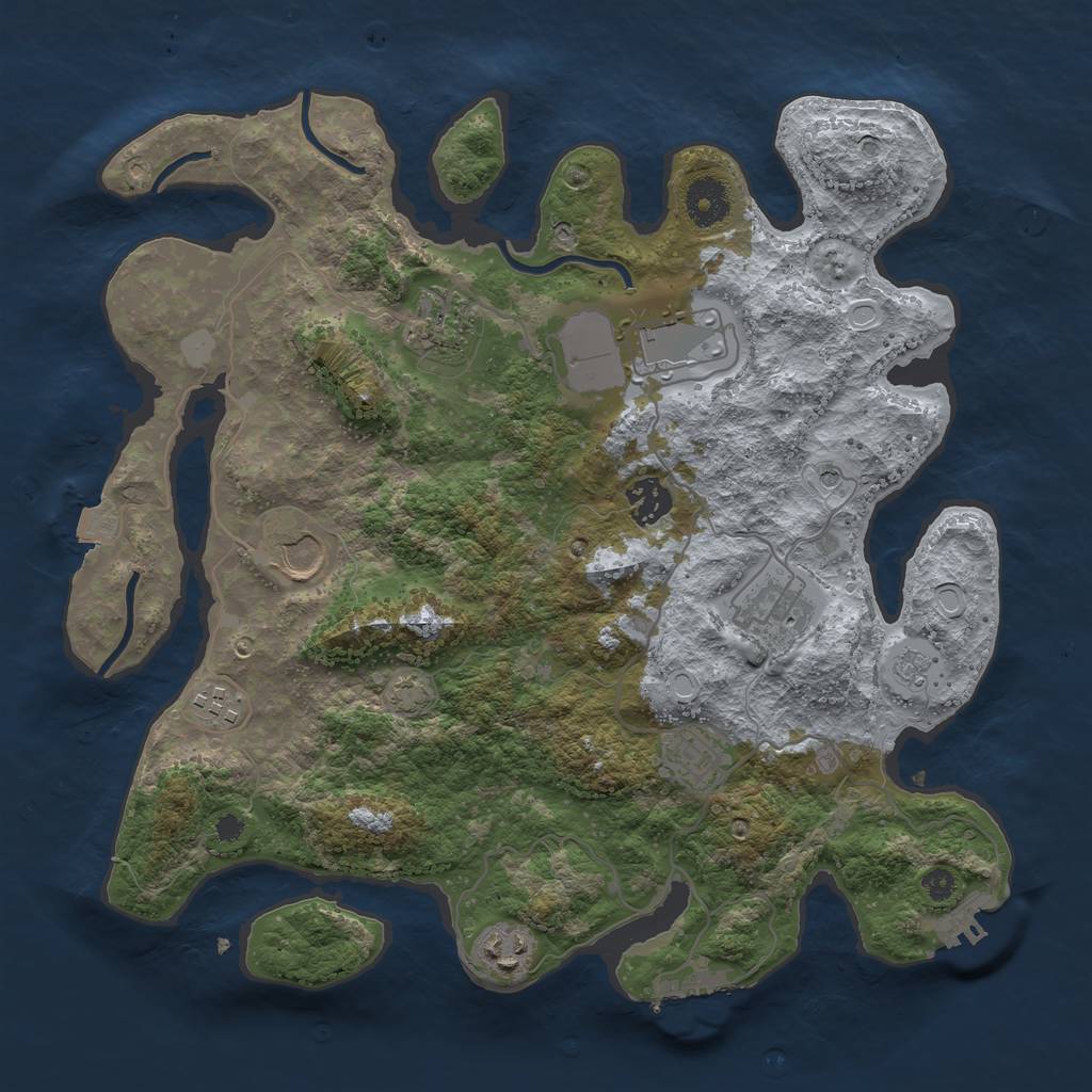 Rust Map: Procedural Map, Size: 3550, Seed: 45455204, 16 Monuments