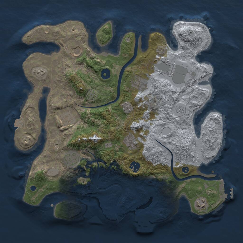 Rust Map: Procedural Map, Size: 3550, Seed: 45455204, 15 Monuments