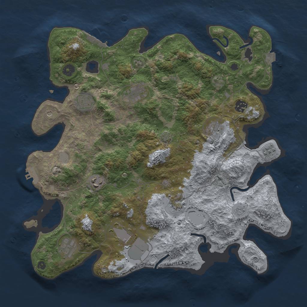 Rust Map: Procedural Map, Size: 3800, Seed: 21213274, 17 Monuments