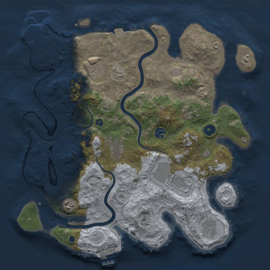 Rust Map: Procedural Map, Size: 3650, Seed: 96896671, 13 Monuments