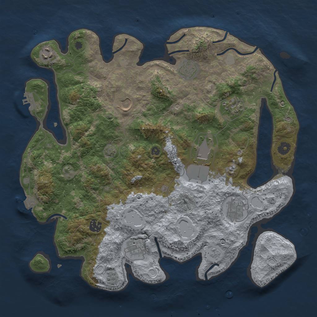 Rust Map: Procedural Map, Size: 3750, Seed: 19802015, 16 Monuments
