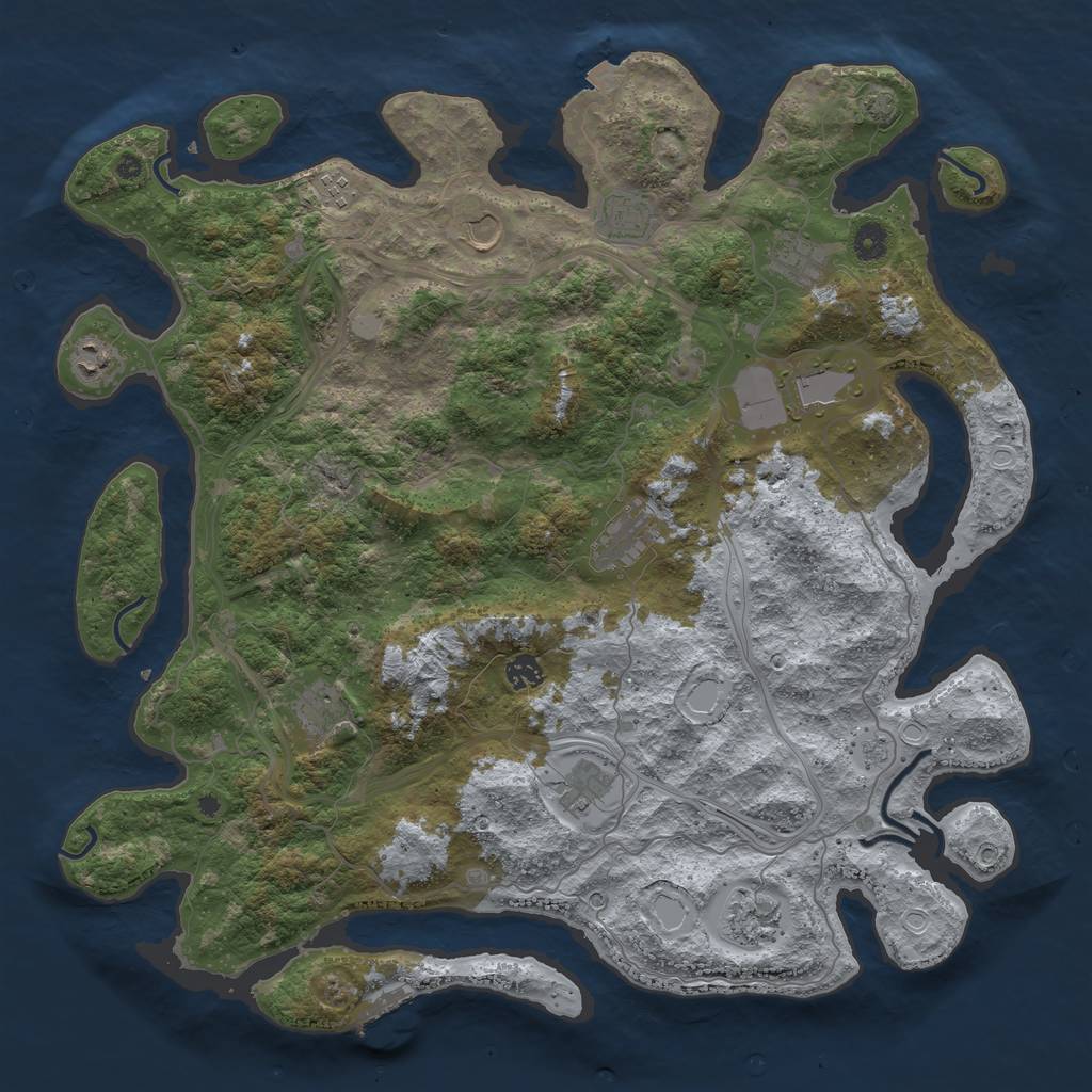 Rust Map: Procedural Map, Size: 4500, Seed: 1565256418, 18 Monuments