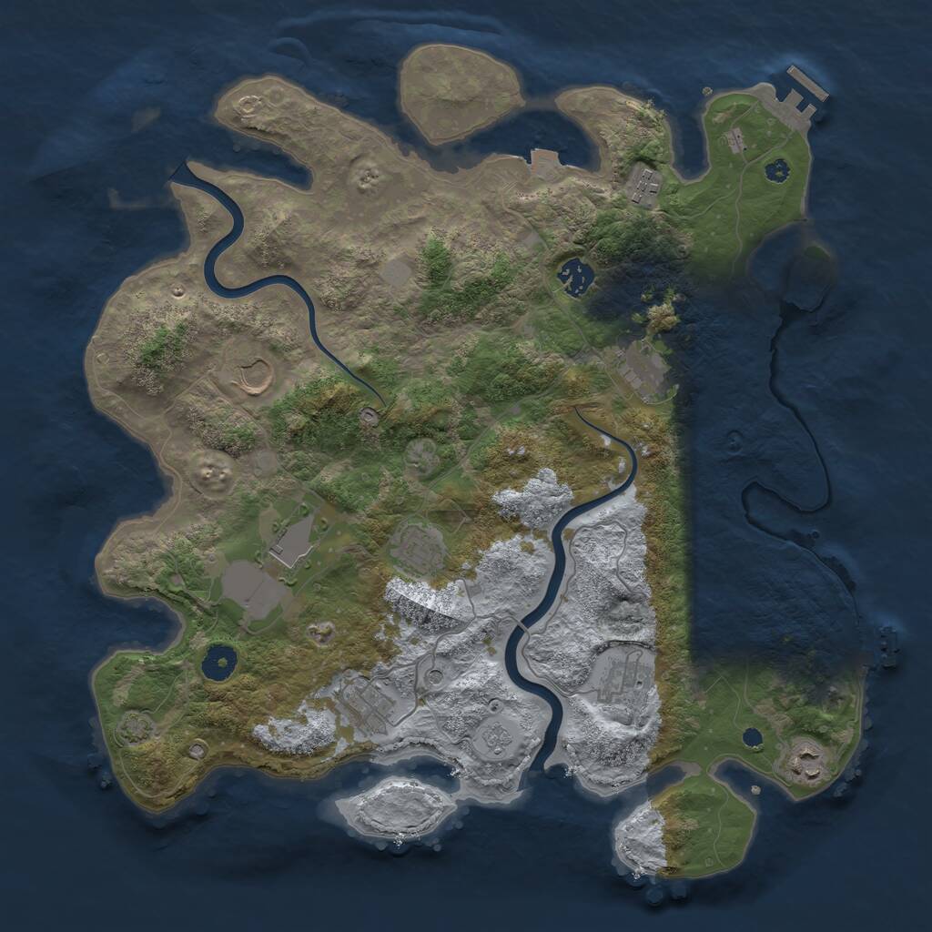 Rust Map: Procedural Map, Size: 3950, Seed: 722113273, 15 Monuments