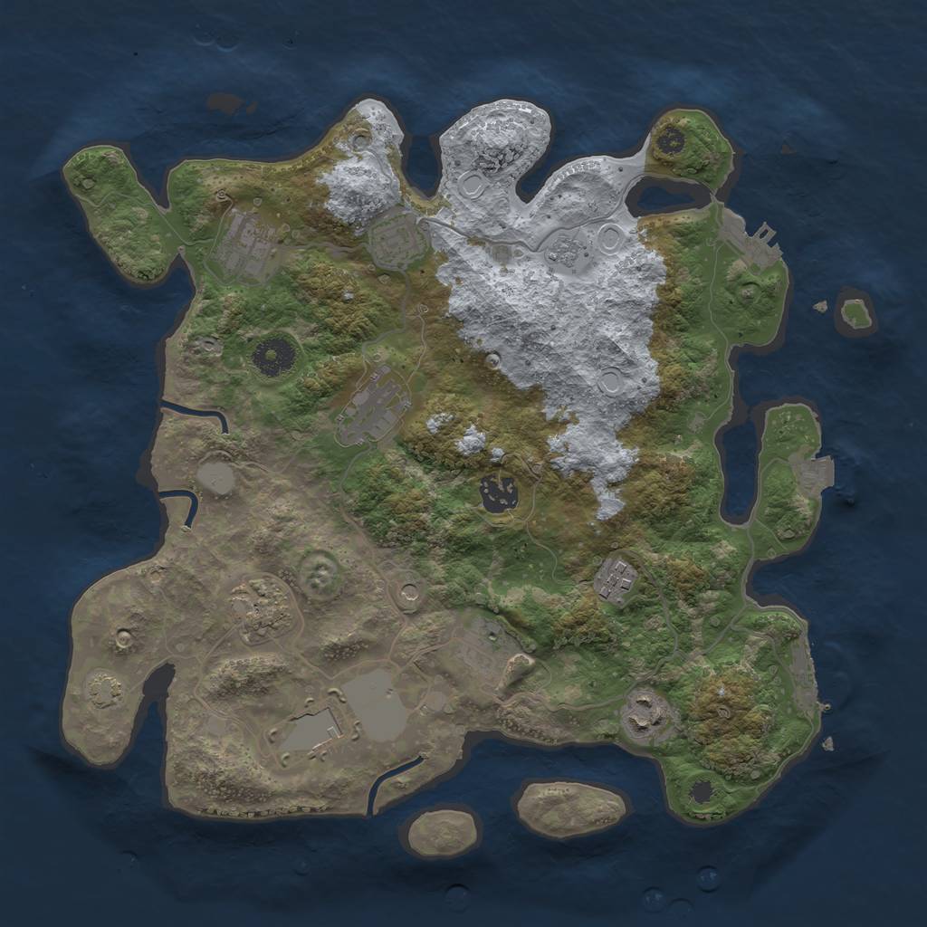 Rust Map: Procedural Map, Size: 3500, Seed: 1184618451, 17 Monuments