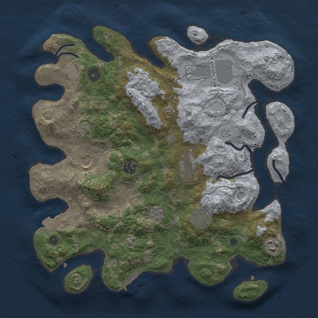 Rust Map: Procedural Map, Size: 3600, Seed: 3500000, 14 Monuments