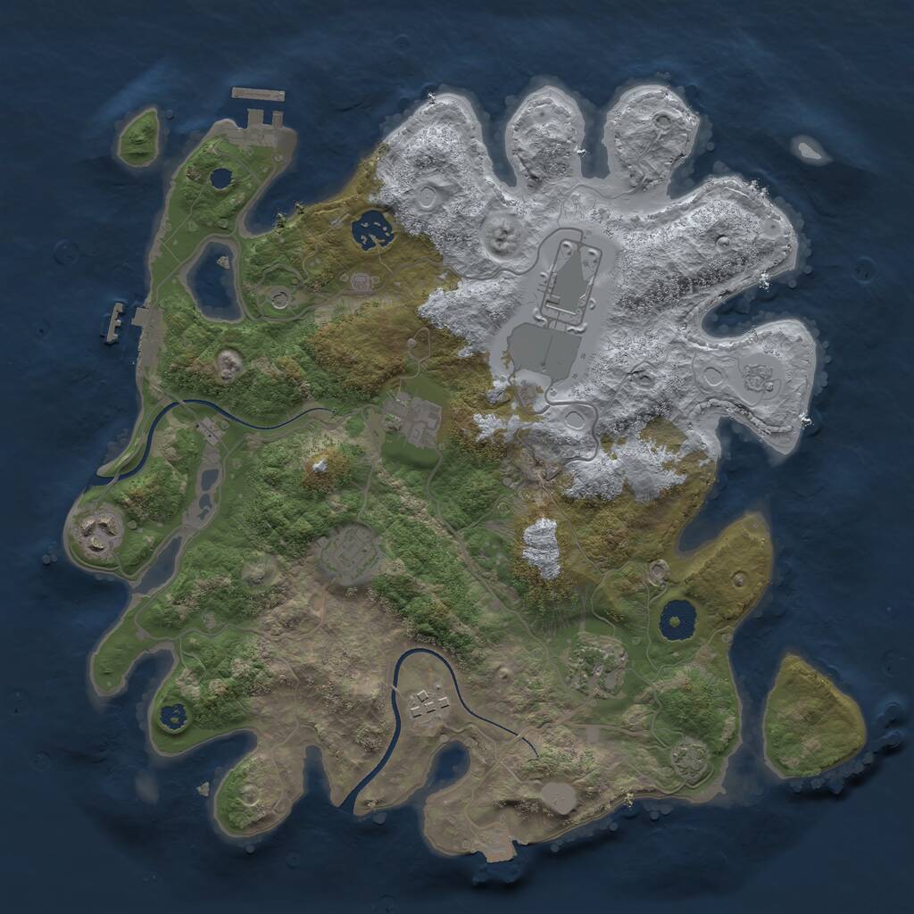 Rust Map: Procedural Map, Size: 3500, Seed: 2118172184, 13 Monuments