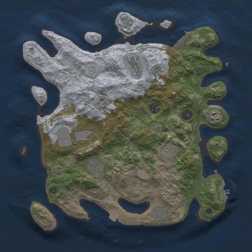 Rust Map: Procedural Map, Size: 3500, Seed: 85816084, 15 Monuments