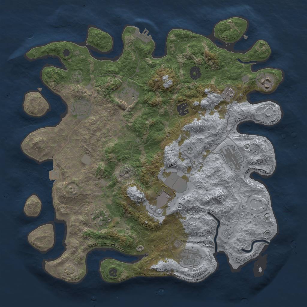 Rust Map: Procedural Map, Size: 3700, Seed: 197588651, 16 Monuments