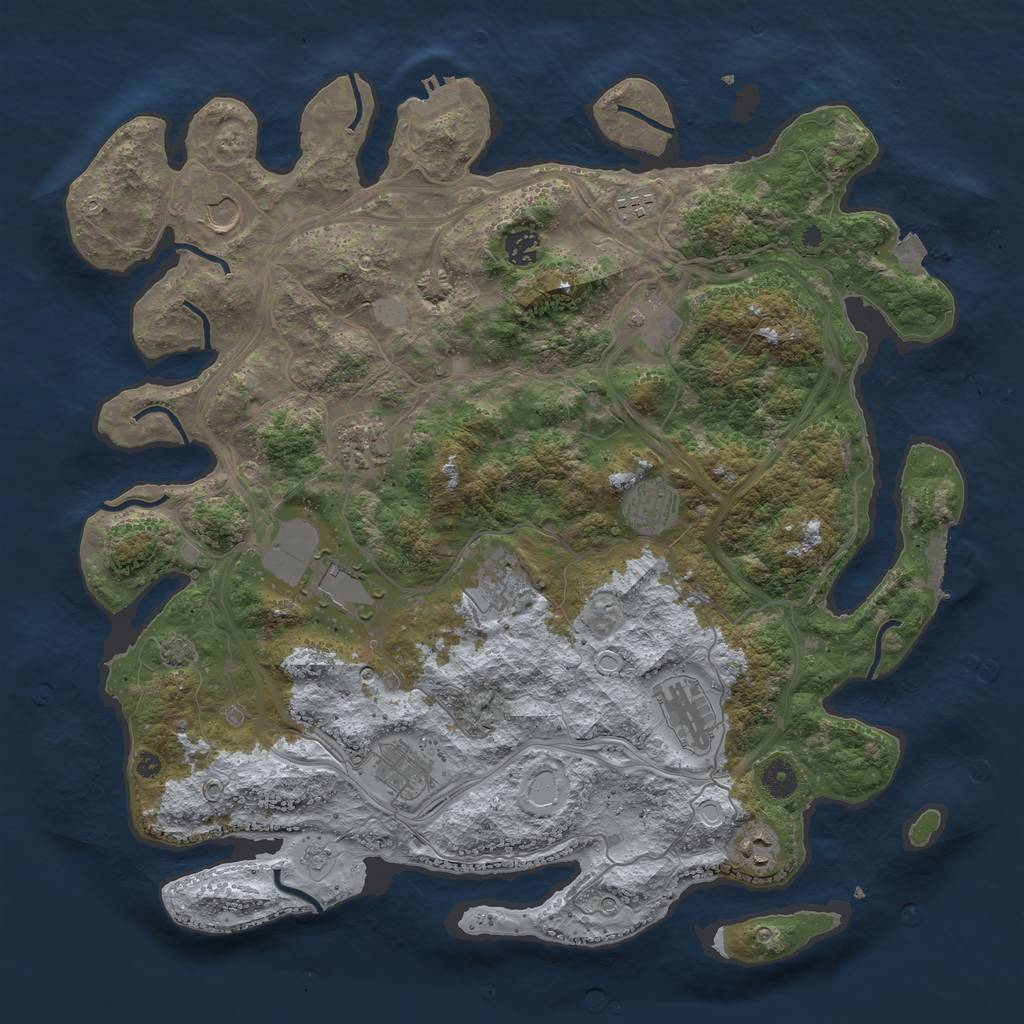 Rust Map: Procedural Map, Size: 4250, Seed: 204857436, 19 Monuments