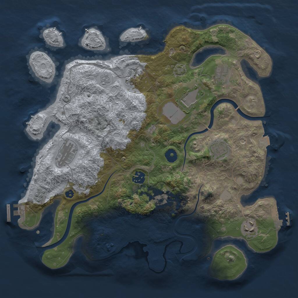 Rust Map: Procedural Map, Size: 3500, Seed: 1569922753, 15 Monuments