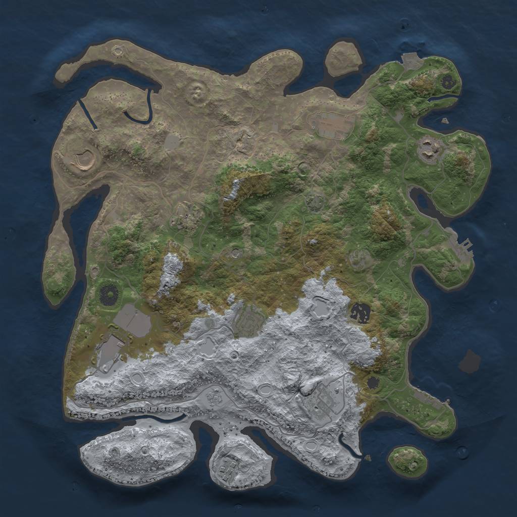 Rust Map: Procedural Map, Size: 3750, Seed: 941649630, 17 Monuments