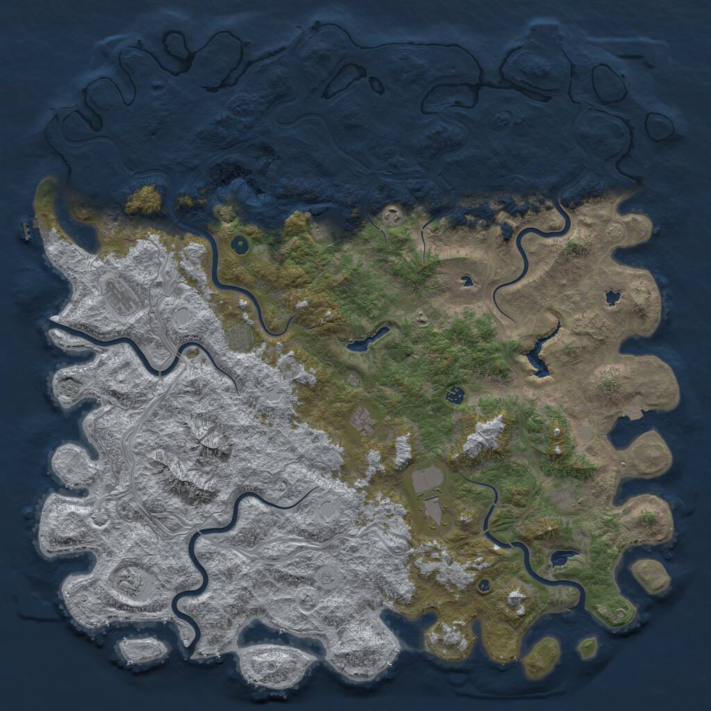Rust Map: Procedural Map, Size: 6000, Seed: 24061125, 16 Monuments