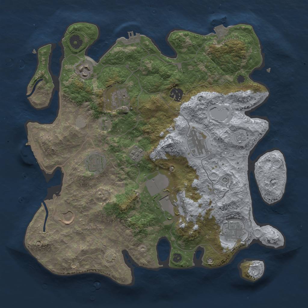 Rust Map: Procedural Map, Size: 3500, Seed: 110295149, 17 Monuments