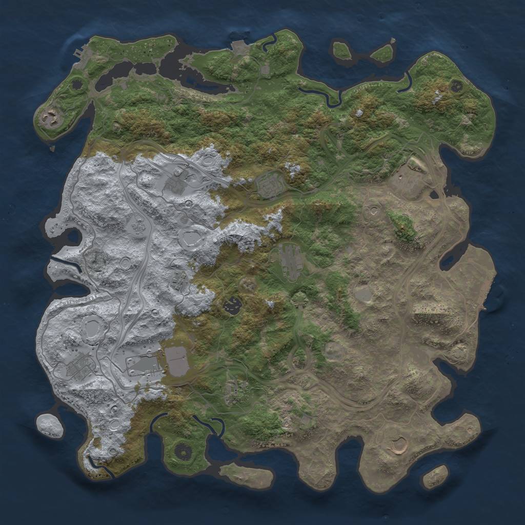 Rust Map: Procedural Map, Size: 4500, Seed: 1211689077, 19 Monuments