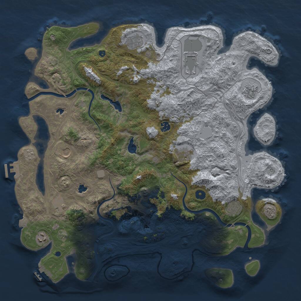 Rust Map: Procedural Map, Size: 4500, Seed: 649343, 16 Monuments