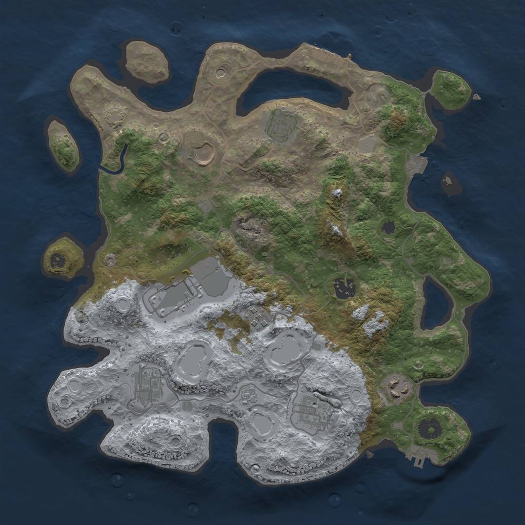 Rust Map: Procedural Map, Size: 3500, Seed: 146113903, 16 Monuments