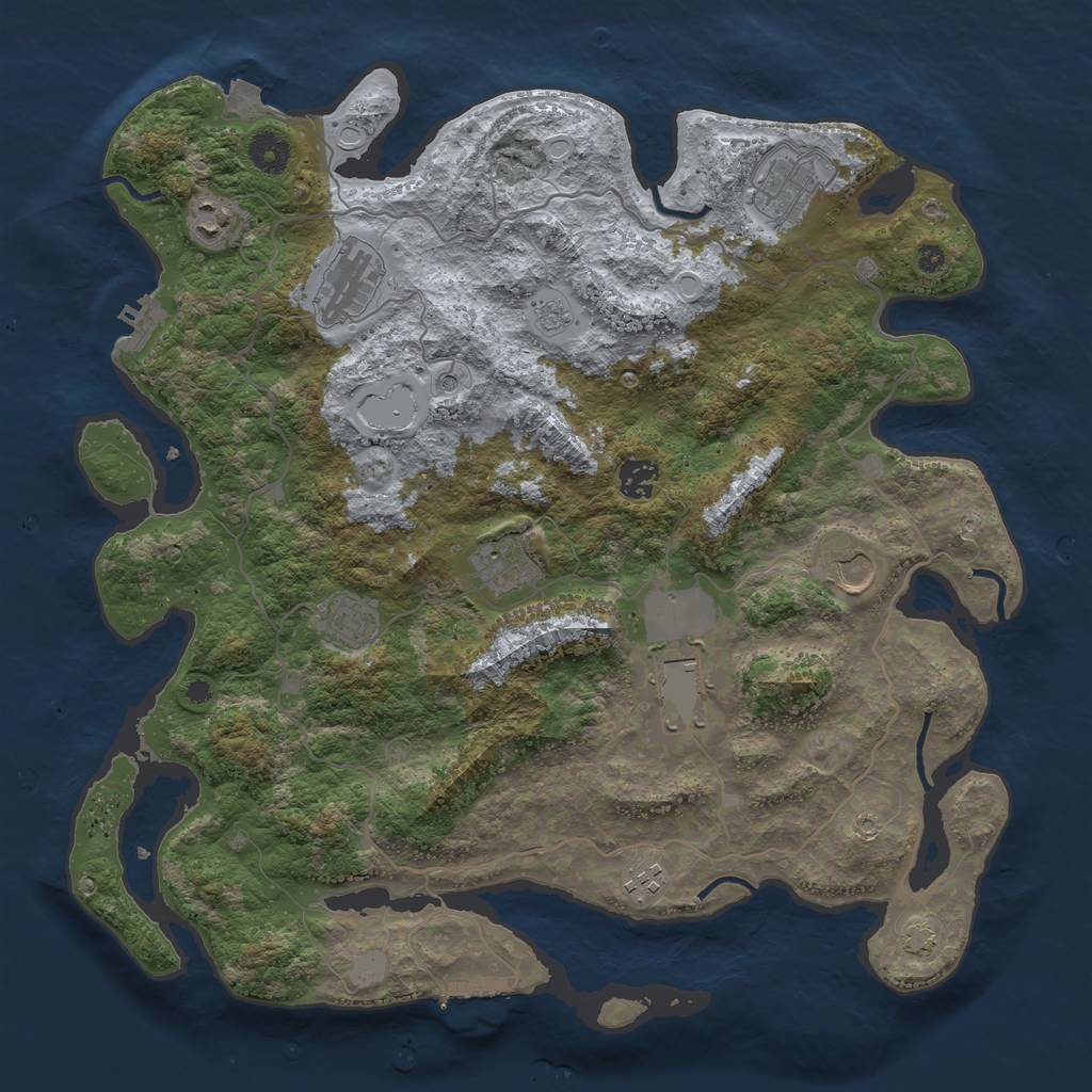 Rust Map: Procedural Map, Size: 4000, Seed: 190444685, 17 Monuments